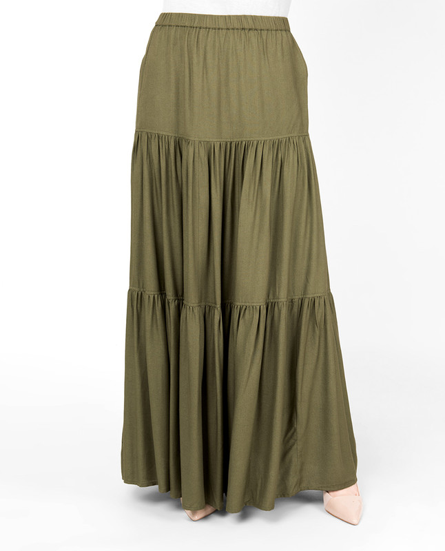 Martini Olive Boho Gypsy Full Length Skirt