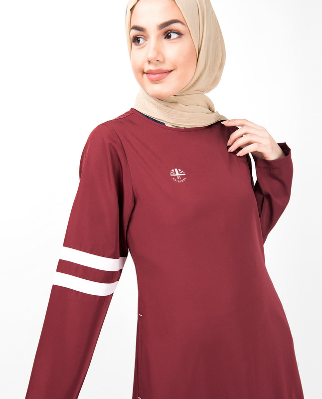 Ruby Red Curved Hem Jilbab