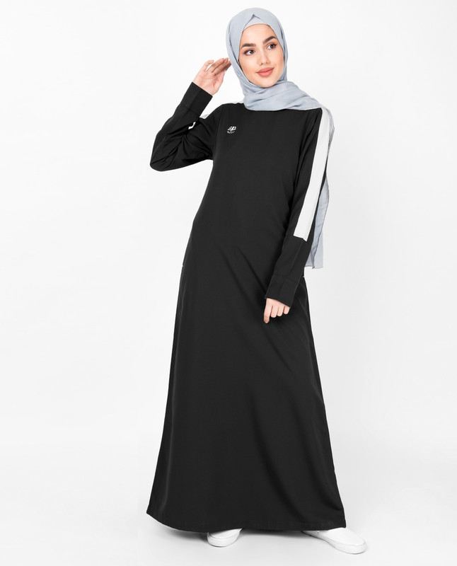 Black Contrast Tape Jilbab