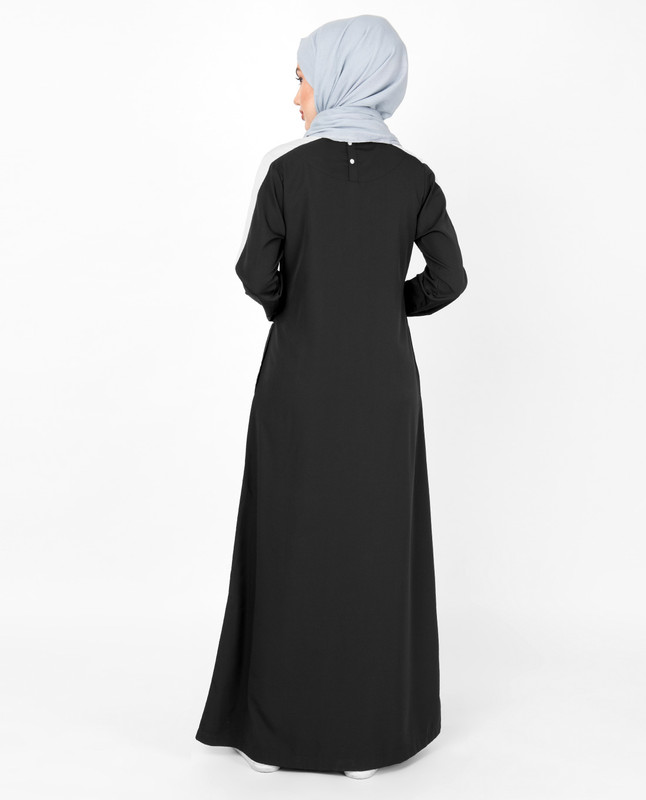 Black Contrast Tape Jilbab