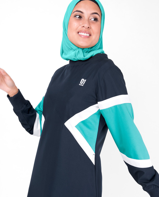 Navy Contrast Arrow Panel Jilbab