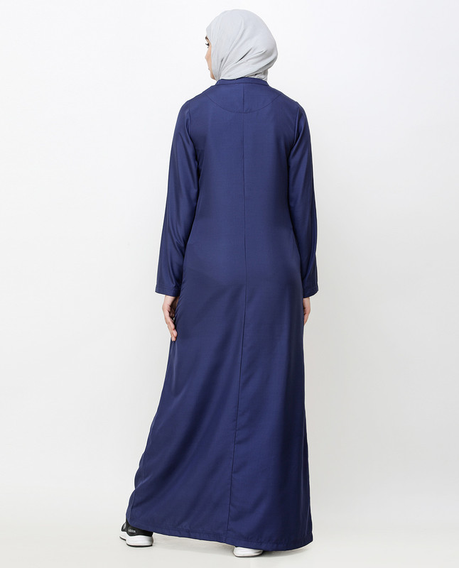 Navy Blue Jilbab With Chevron Contrast Stripes