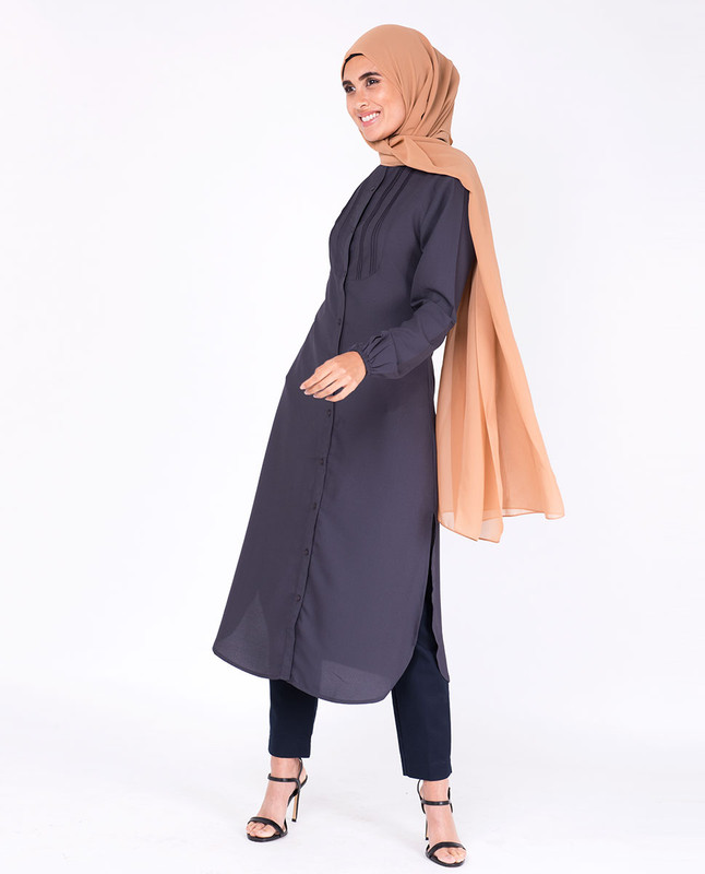 Graphite Pin Tuck Shirt Dress