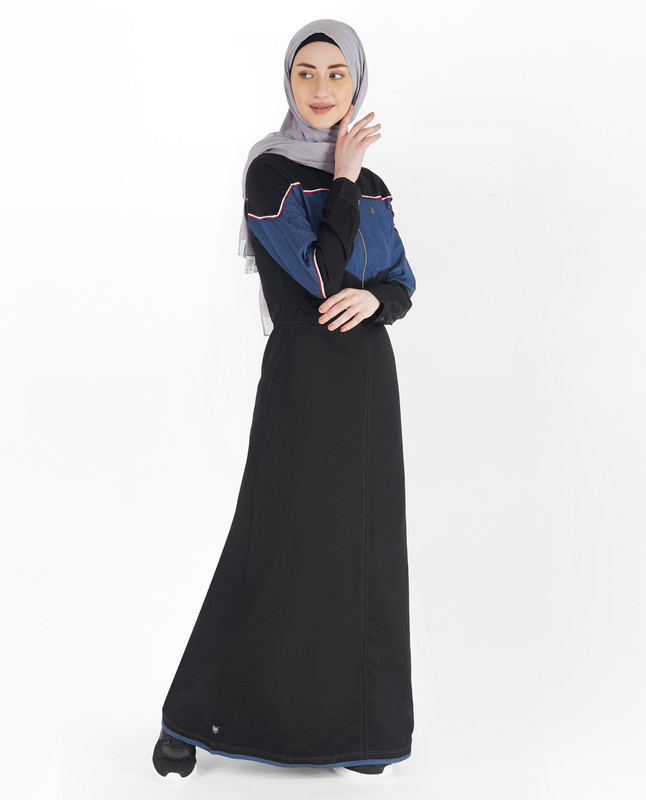 Black and Blue Front Zipper Jilbab