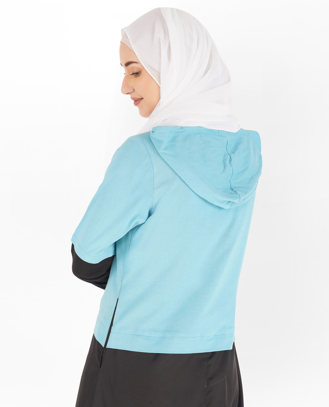 Black and Milky Blue Hoodie Jilbab