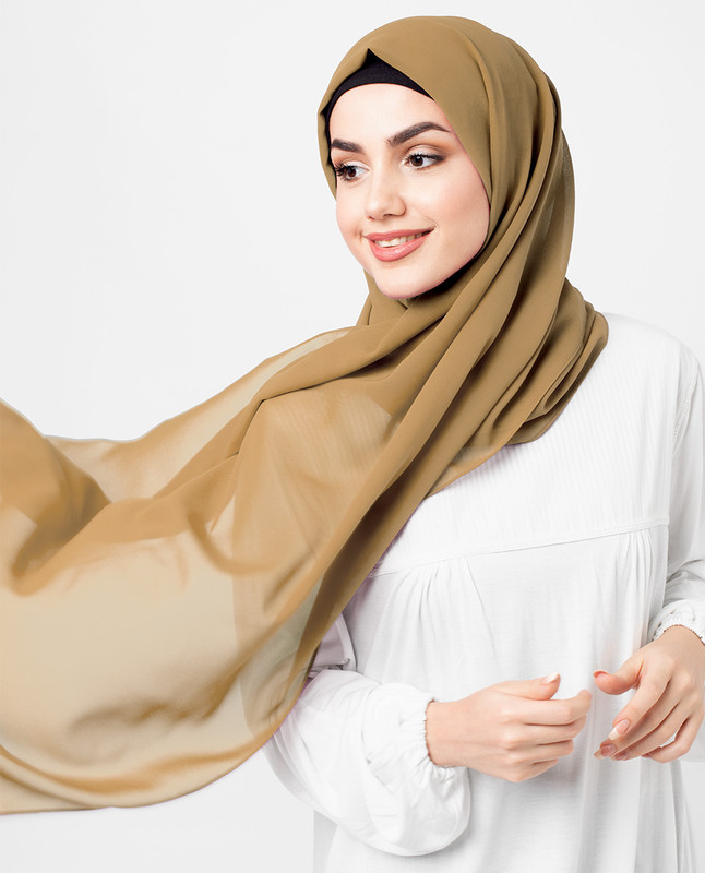 Almond Brown Georgette Scarf