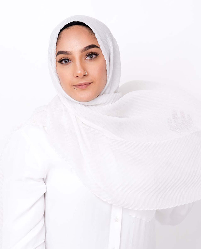 White Cotton Mix Crunchy Scarf