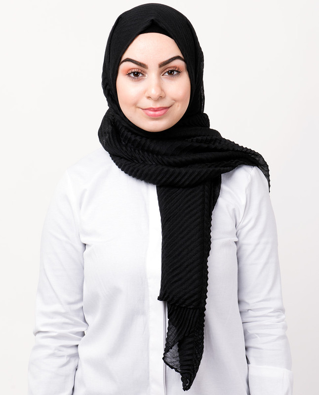 Black Cotton Mix Crunchy Scarf