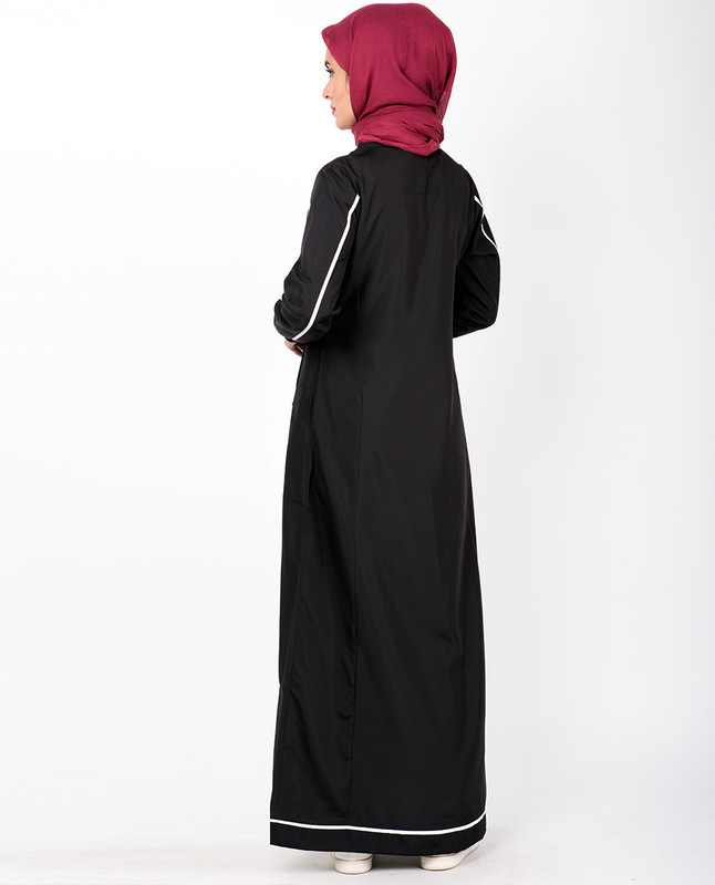 Black With Red Retro Print Jilbab