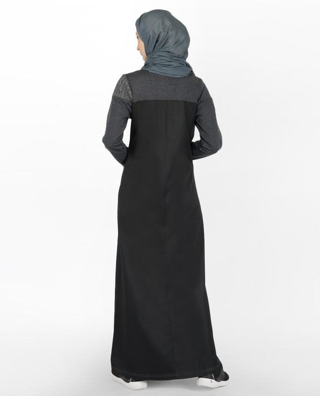 Black Full Front Zip Opening Jilbab