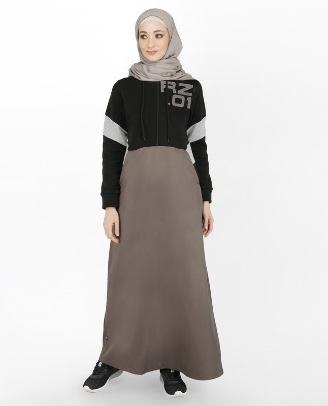 Black & Grey Hoody Jilbab