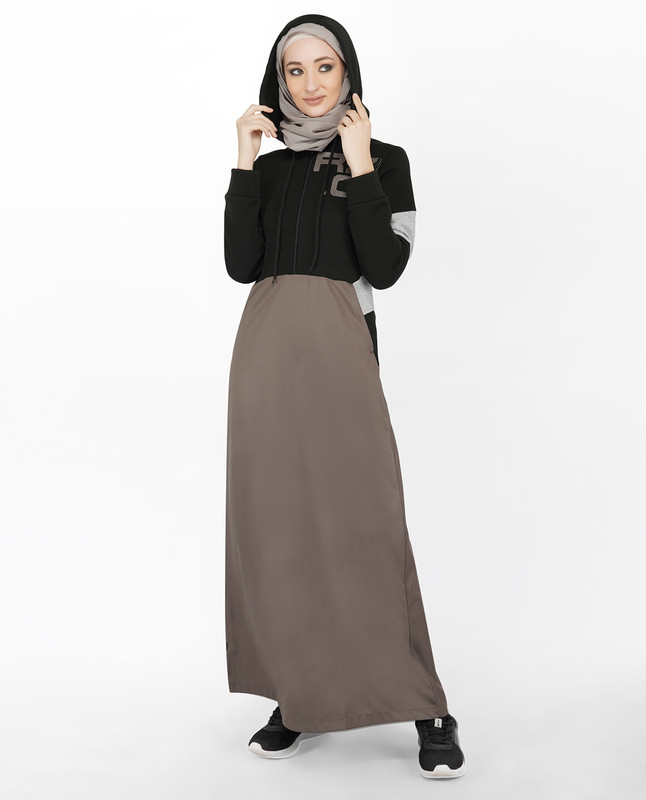 Black & Grey Hoody Jilbab