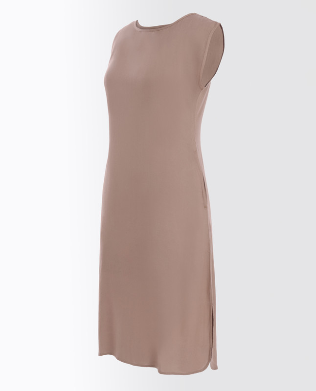 Natural Beige Rayon Slip Dress