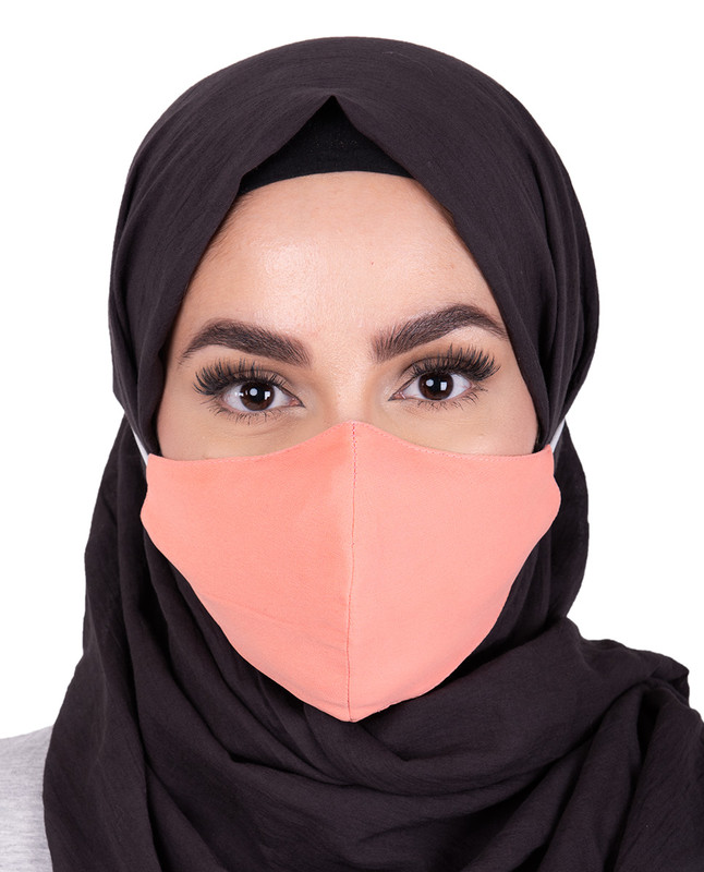 Pale Pink Hijab Friendly Button Fabric Mask