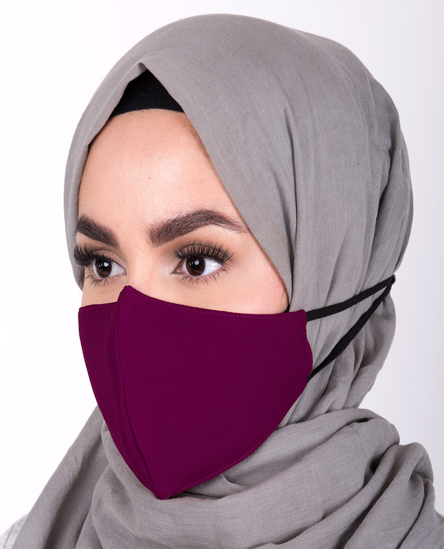 Amaranth Hijab Friendly Button Fabric Mask