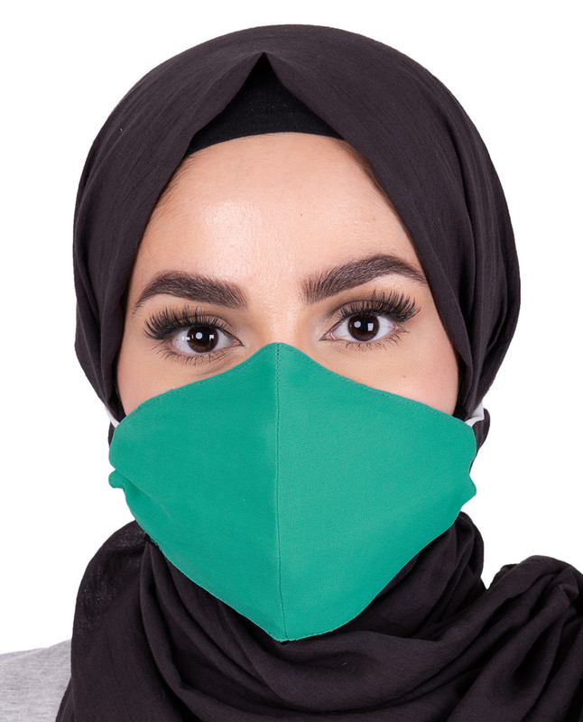 Aqua Green Hijab Friendly Toggle Fabric Mask