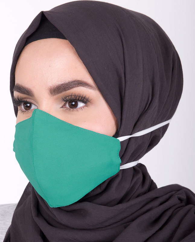 Aqua Green Hijab Friendly Toggle Fabric Mask