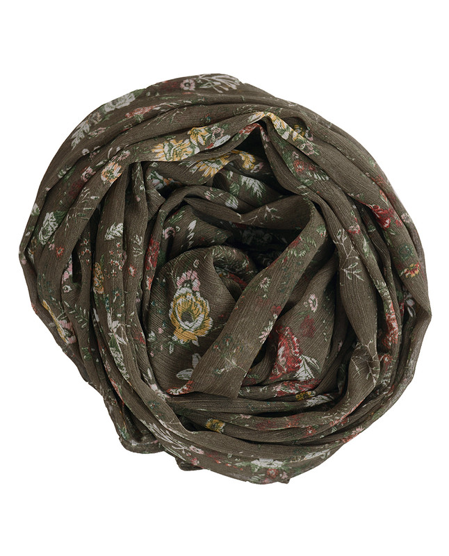 Piquant Green Floral Chiffon Scarf