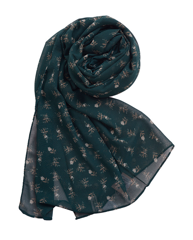 Galapagos Green Floral Georgette Scarf