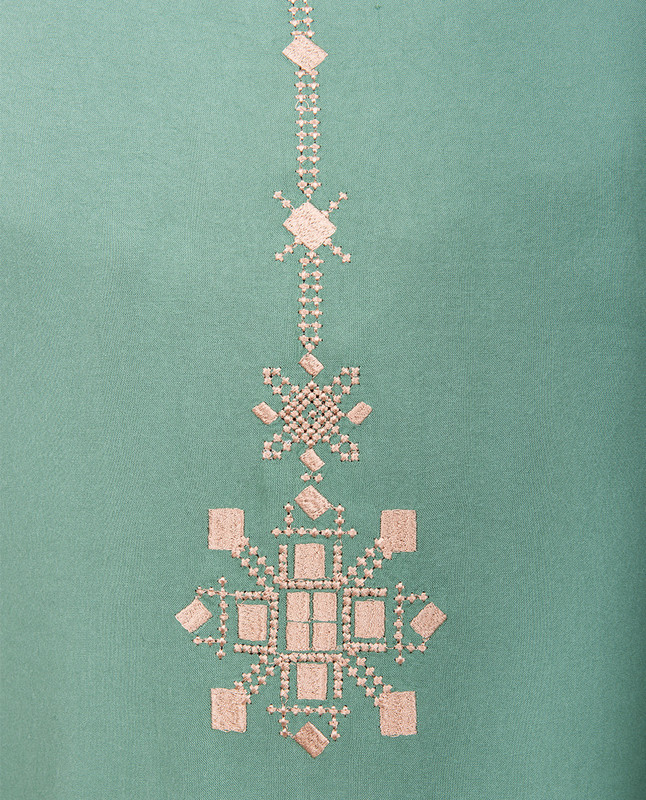 Green Embroidery Midi Dress