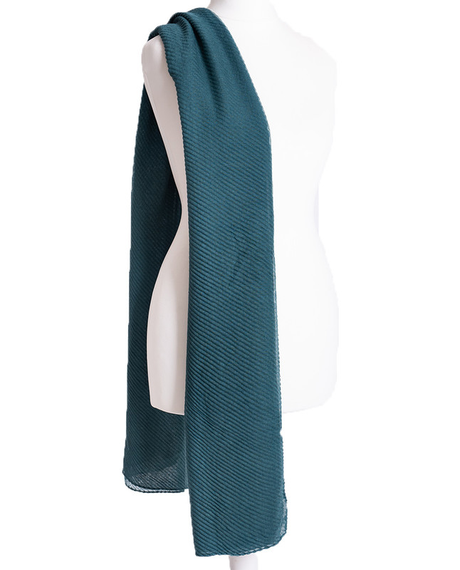 Pineneedle Green Cotton Mix Pleated Scarf