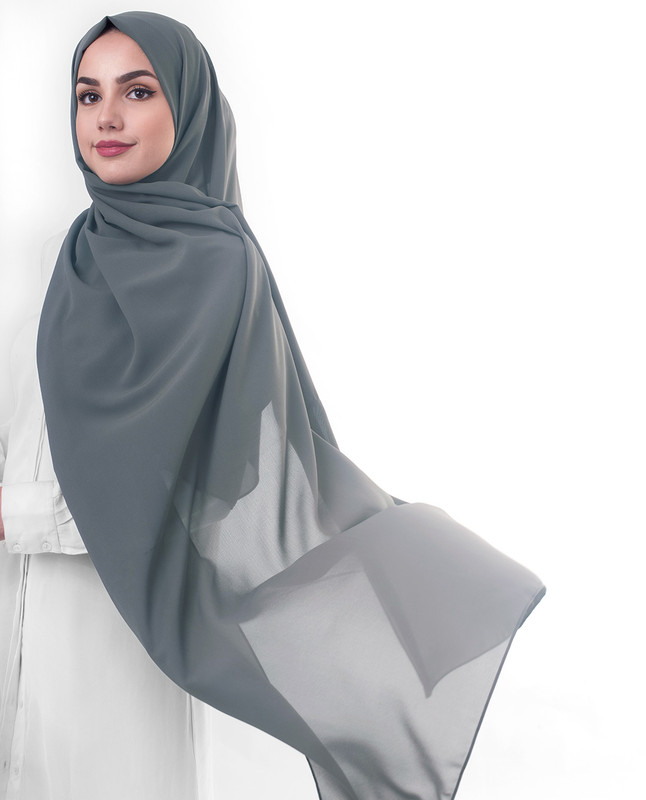 Ghost Gray Poly Georgette Scarf