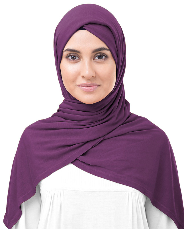 Plum Viscose Jersey Scarf