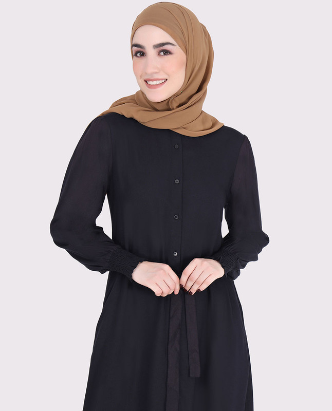 Smart look black belted jilbab