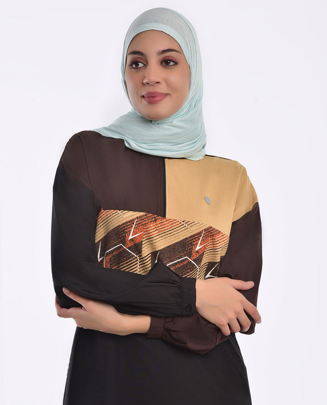 Geo Print Smart Black Jilbab