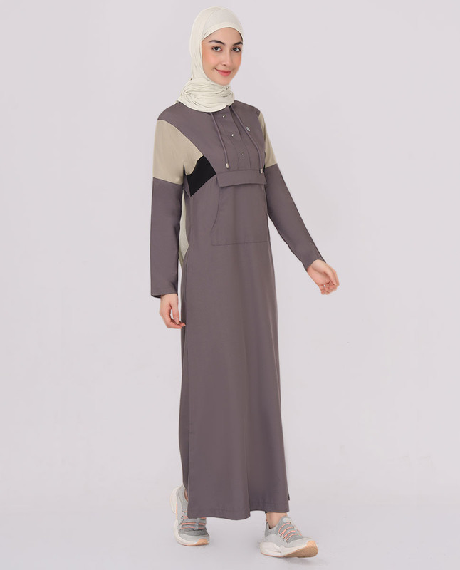 Fossil Grey Kangaroo Pocket Jilbab