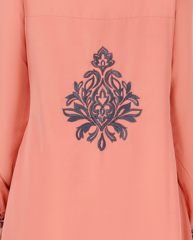 Peachy Pink Embroidered High Low Top