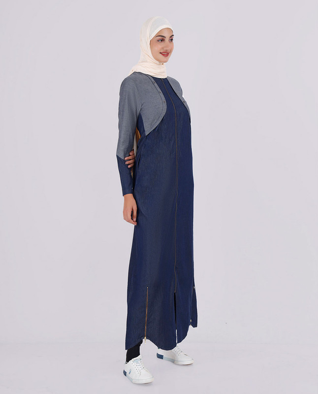 Smart Look  Mock Jacket Denim Jilbab