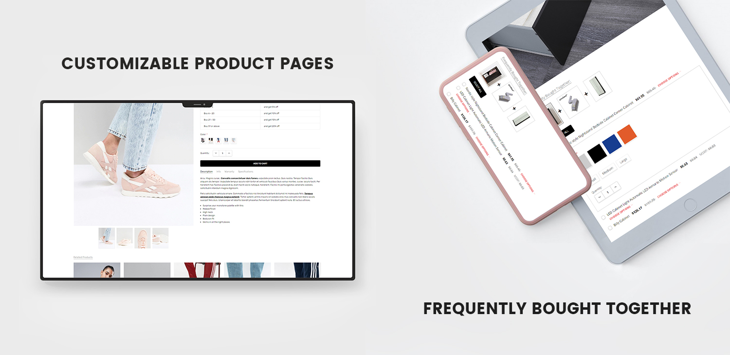 Customizable product page. Frequently bought together.