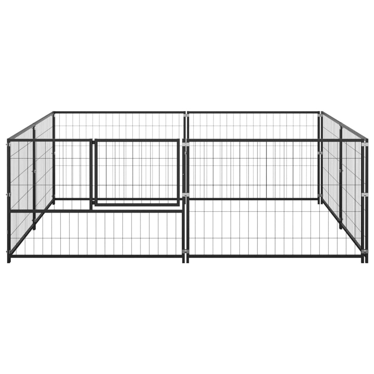 Dog Kennel Black 4 m² Steel to 30 m² - Rictons