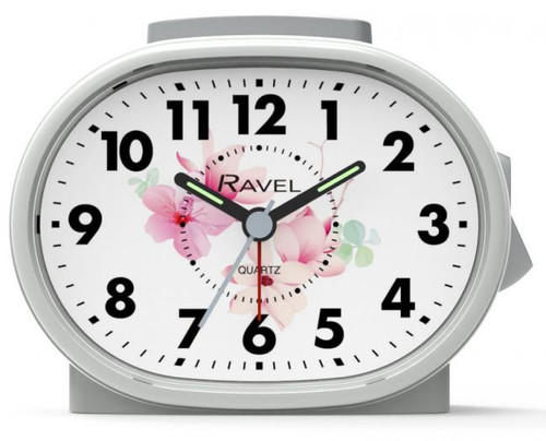 Ravel Floral Dial Alarm Clock White