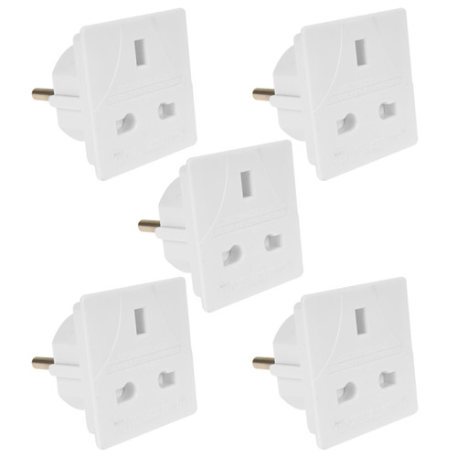 5 x PIFCO Euro Travel Adaptor Adapter UK to Europe 2 pin - FOR EUROPEAN SALES