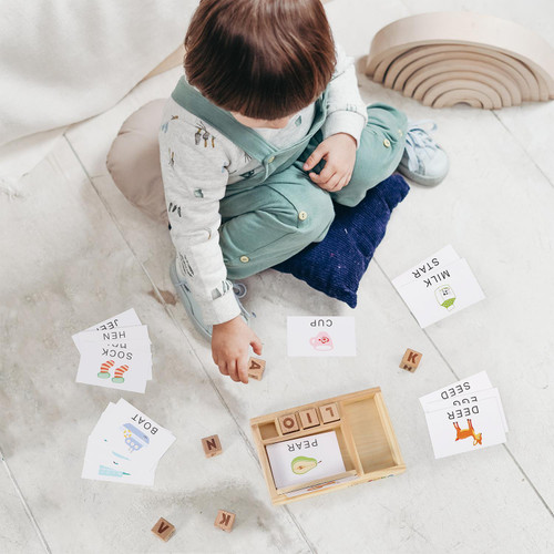 SOKA Wooden Spelling Game, Learning Matching Letter Memory Games for Children 3+