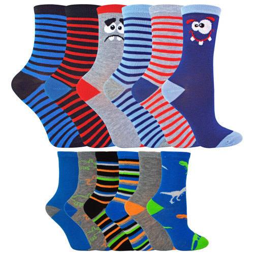 Boys 6 Pack Design Socks