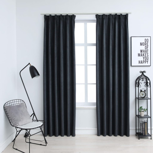 Blackout Curtains with Hooks 2 pcs  140x175 cm