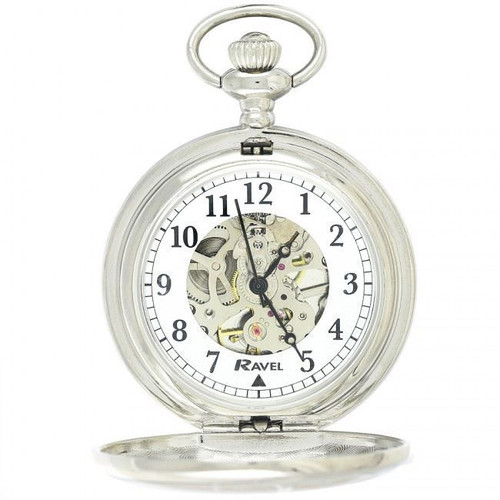 Ravel Polished Mechanical Pocket Watch Silver R1001.16