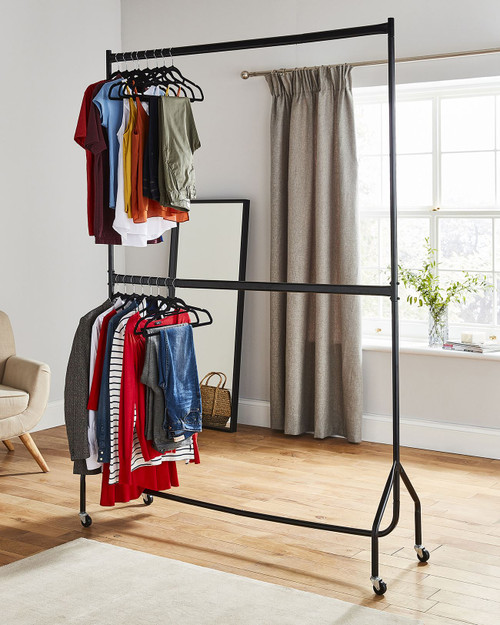 Steel Heavy Duty Two Tier Clothes RailStorage Solution