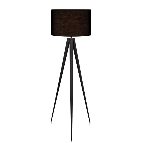 Romanza Tripod Standing Floor Lamp & Shade, Modern Lighting, Black