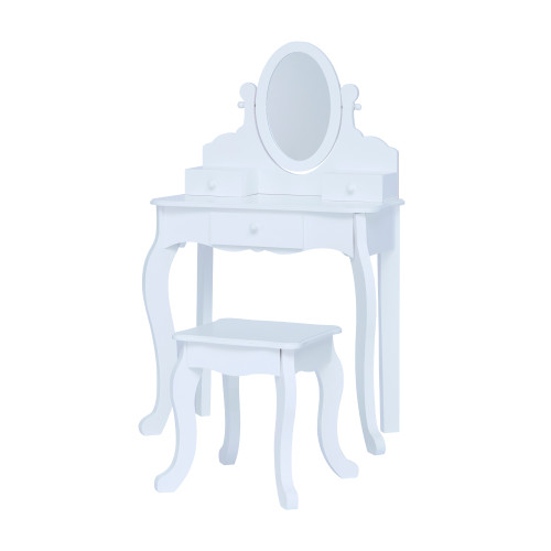 Fantasy Fields Kids Dressing Table Vanity Set, Mirror & Stool White TD-12851B