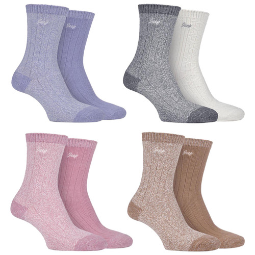 Jeep - 2 Pr Ladies Supersoft Cable Boot Socks