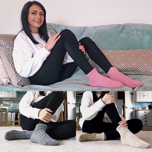 Ladies Chunky Knit Wool Ankle Socks