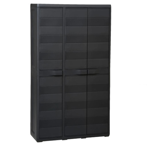 Garden Storage Cabinet with 1/2/3/4 Shelves PP Black/Balck and Gray
