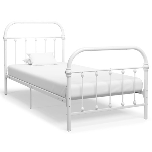 Bed Frame White Metal 90 x 200 cm to 180 x 200 cm