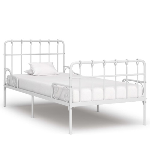 Bed Frame with Slatted Base Black White Grey & Pink Metal 90x200 cm to 200x200 cm