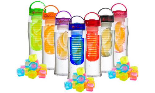 Water Bottle Health Drink Maker with Fruit Infusion & Reusable Ice Cubes