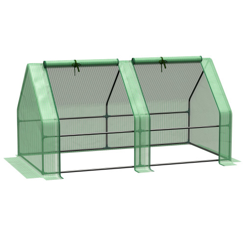Mini Small Greenhouse Steel Frame & PE Cover & Zip Window 180x90x90cm